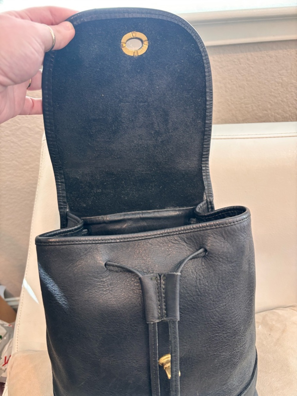 COACH 1997 Vintage Daypack Black Leather Mini Backpack with Gold Turnlock $695+ - Picture 10 of 16